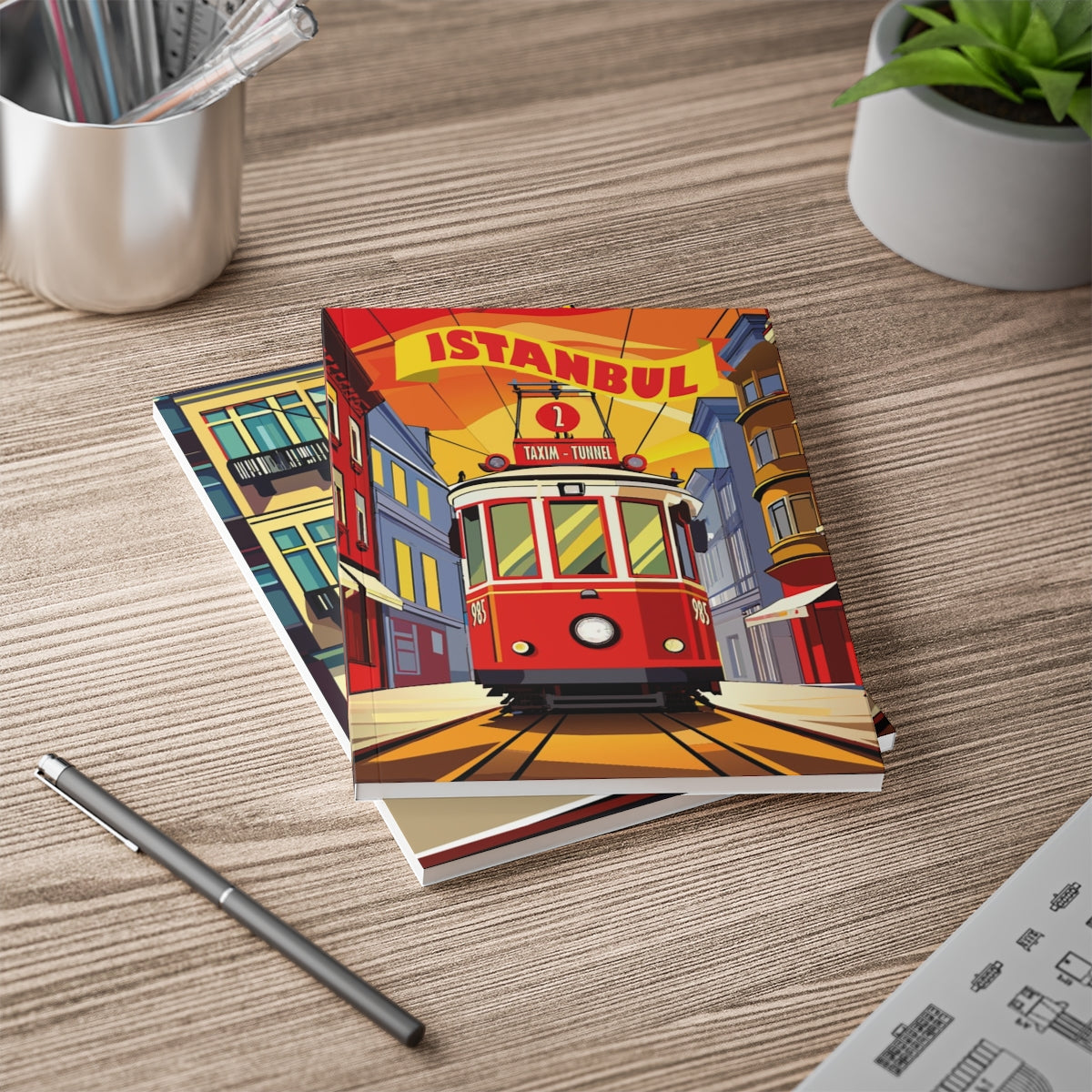 City Post / ISTANBUL TRAMWAY - Paper Covered Tailor Sewed Travellers Notebook